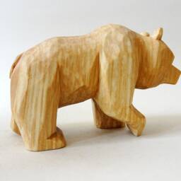 Hand Carved Wooden Bear Figurine - Rustic Forest Animal Sculpture Handmade Basswood Carving Woodland Cabin Decor Folk Art Gift - thumbnail 2
