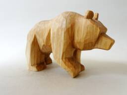 Hand Carved Wooden Bear Figurine - Rustic Forest Animal Sculpture Handmade Basswood Carving Woodland Cabin Decor Folk Art Gift - thumbnail 1