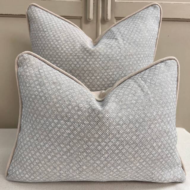 Cushions Made in Fermoie Figured Luxury Designer Decorative Pale Grey Linen Cushion Pillow Throw Cover - image 1