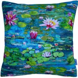 Monet Water Lilies Cushion Cover Floral Printed Cotton Fabric 16-24 - thumbnail 2