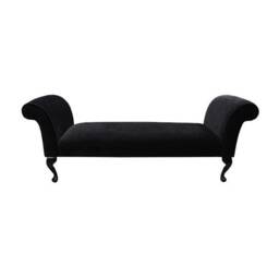 Handmade Plush Black Chaise Lounge - Custom Made Settle Seat - thumbnail 2