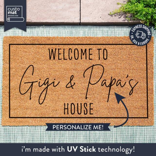 Grandparent Gift - Doormat For Grandparents With Custom Names Gigi & Papa From Grandkids Christmas Grandma Xmas - image 1