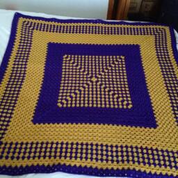 Extra Large Granny Square Afghan - Blanket Throw 5.5 Ft X - thumbnail 4