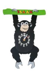 Chimpanzee, Monkey, Black , Wooden, Personalised, Pendulum Clock - thumbnail 3