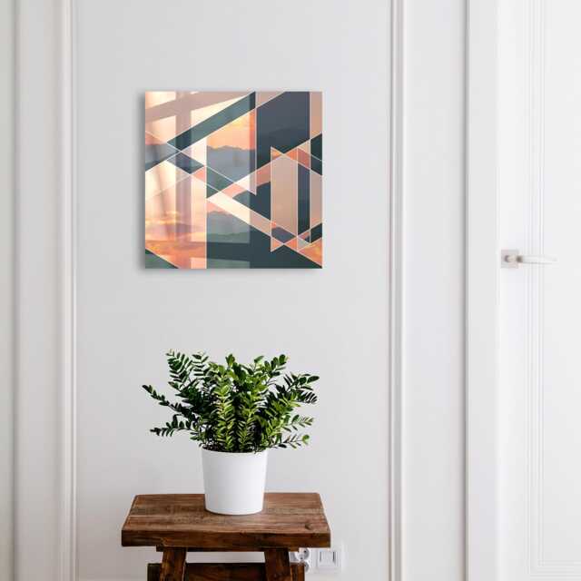Mountain West Wall Mounted Key Cabinet, Orange Industrial Box, Geometric Abstraction, For Lovers Of Nature & Modern Design - image 1
