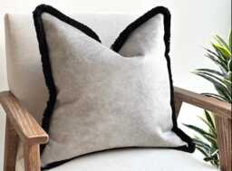 Luxury Grey Silver Cushion Cover With Fringe - Luxurious Throw Pillow Customisable Fringed Edge All Sized - Silver Dusk - thumbnail 1