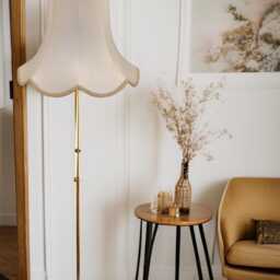 Traditional Cream Fabric Lampshade Handmade For Table & Floor Standard Lamp Bases, Wall Light Fixtures, Ceiling Fittings - thumbnail 3