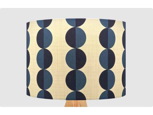 Blue Circles Cream Lampshade, Table Floor Lamp/Ceiling Pendant Small Medium Large 15cm 20cm 25cm 30cm 35cm 40cm Drum Light Shade - image 1