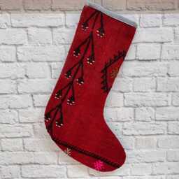 Modern Christmas Stocking, Luxury Boho 6x19 Inches Handmade Vintage Kilim - thumbnail 3