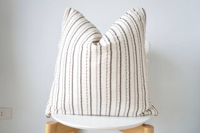 Cream Striped Pillow Cover - image 1