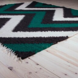 Green Black White 6??7 Zigzag Area Rug, Big Green Wool Kilim, Scandinavian Living Room Rug, Chevron Bohemian Rug - thumbnail 4
