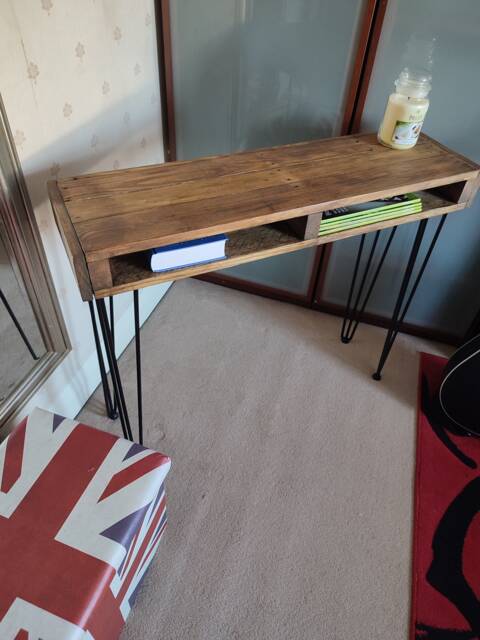 Rustic Narrow Hall Console Table With Storage Unique Handmade On Hairpin Legs Free Delivery - image 1