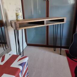 Rustic Narrow Hall Console Table With Storage Unique Handmade On Hairpin Legs Free Delivery - thumbnail 2