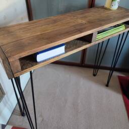 Rustic Narrow Hall Console Table With Storage Unique Handmade On Hairpin Legs Free Delivery - thumbnail 3