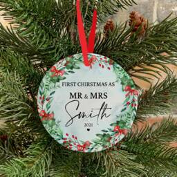 First Christmas Bauble, Wedding Present, Personalised Gift, Own Photo Special Christmas, Mr & Mrs, Our Married - thumbnail 3