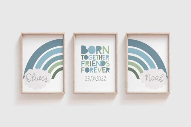 3 Brothers Bedroom Prints, Boys Nursery Twin Print, Big Bro Lil Bro, Decor, Playroom Wall Art - image 1