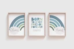 3 Brothers Bedroom Prints, Boys Nursery Twin Print, Big Bro Lil Bro, Decor, Playroom Wall Art - thumbnail 1