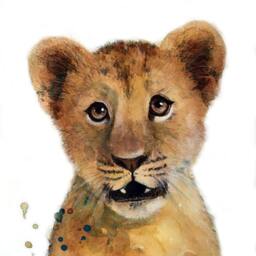 Illustration Of A Baby Lion, Printing On Drawing Paper, Mixed Techniques Animal Painting - thumbnail 3