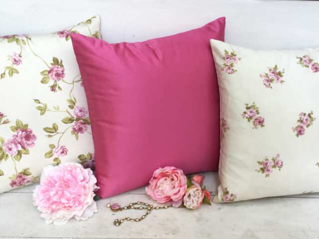 Shabby Chic Italian Cotton Sateen Floral Cushion by