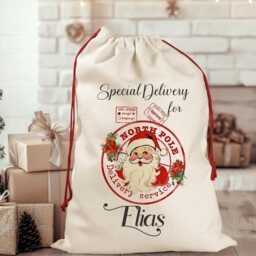 Personalised Santa Sack & Stocking Set, Custom Christmas Sack, Holiday Gift Bag, Kids Eve Box Filler - thumbnail 3
