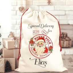 Personalised Santa Sack & Stocking Set, Custom Christmas Sack, Holiday Gift Bag, Kids Eve Box Filler - thumbnail 2