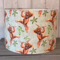 Orangutan Lampshade Drum, Monkey Lampshade, Animal Lampshade - thumbnail 1