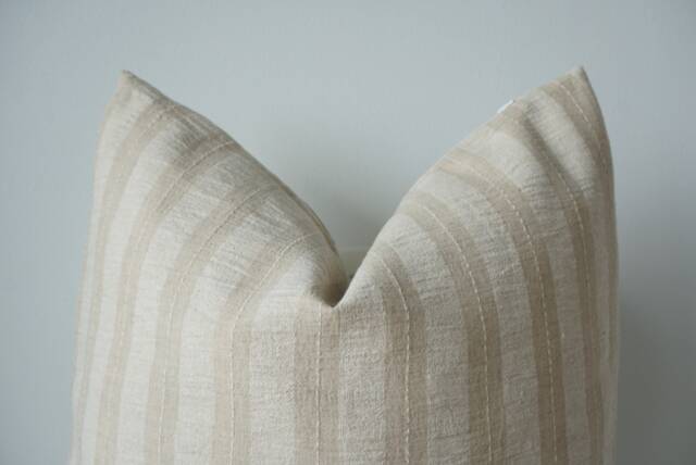 "Hmong Batik Striped Pillow Cover Neutral Cream Ivory - 20"" X 20" - image 1