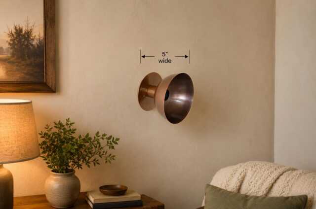 Patina Brass Bowl Wall Sconce - Handmade Light Modern Minimalist Lamp Custom Finishes Available Artisan Lighting - image 1