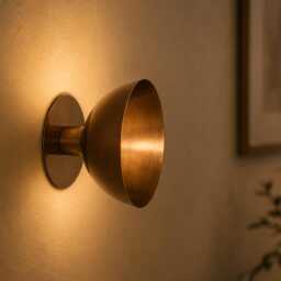 Patina Brass Bowl Wall Sconce - Handmade Light Modern Minimalist Lamp Custom Finishes Available Artisan Lighting - thumbnail 3