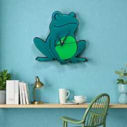 Customizable Frog Wall Clock, Silent Sweep, Shatterproof Acrylic, Engraving Available - thumbnail 2