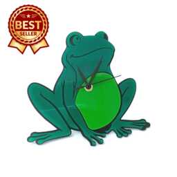 Customizable Frog Wall Clock, Silent Sweep, Shatterproof Acrylic, Engraving Available - thumbnail 1