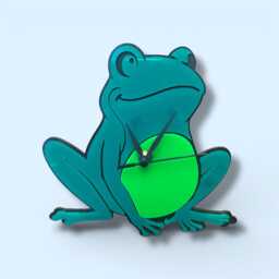 Customizable Frog Wall Clock, Silent Sweep, Shatterproof Acrylic, Engraving Available - thumbnail 3