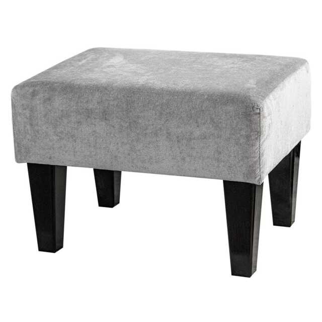 Grey Strie Velvet Footstool - Silver Small Footrest Handmade in Britain - image 1