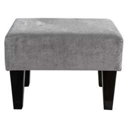 Grey Strie Velvet Footstool - Silver Small Footrest Handmade in Britain - thumbnail 2