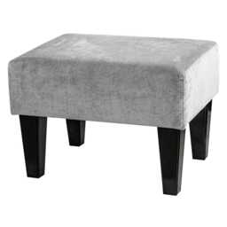 Grey Strie Velvet Footstool - Silver Small Footrest Handmade in Britain
