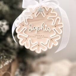 Baby's First Christmas Luxury Snowflake Decoration, Personalised Gift For New Baby To Celebrate Their First - thumbnail 3