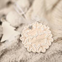 Baby's First Christmas Luxury Snowflake Decoration, Personalised Gift For New Baby To Celebrate Their First - thumbnail 2