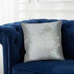 Blush Pink Duck Egg Blue Damask Cushion Cover - 18x18 - thumbnail 2