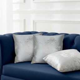Blush Pink Duck Egg Blue Damask Cushion Cover - 18x18 - thumbnail 4