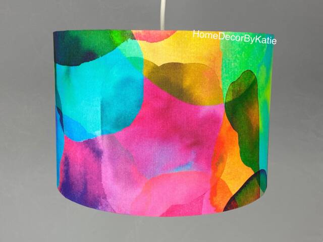 Abstract Lamp Shade Rainbow Lamp Home Decor Yellow Lampshade Table - image 1