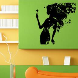 Woman Girl With Butterfly Floral Hair Wall Sticker Vinyl Mural Decal Home House Apartment Art Decor Free Shipping L090 - thumbnail 1