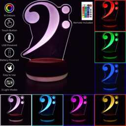 Bass Clef Music Led Night Light, Musical Note Light Gift, Lights, Bedroom - thumbnail 2