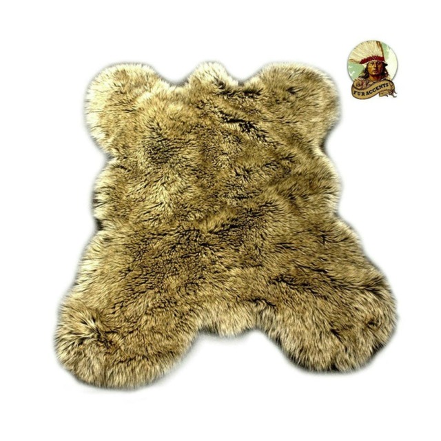 Faux Fur Bear Skin Rug - Rocky Mountain Pelt, Designer Throw - image 1