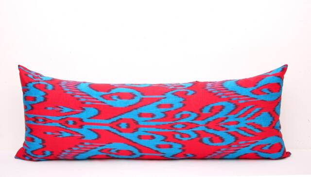 Red & Blue Ikat Long Body Pillow Cover - image 1