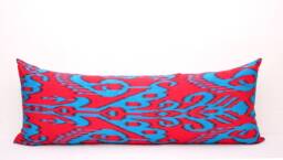 Red & Blue Ikat Long Body Pillow Cover - thumbnail 1
