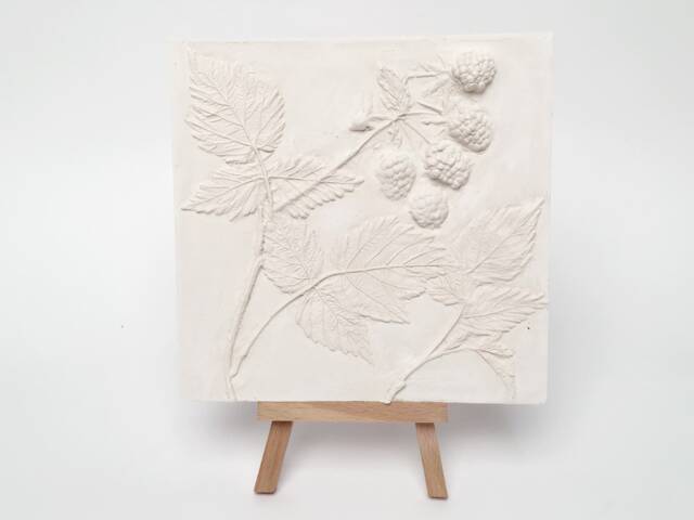 Tile Raspberries Cast. Botanical Decorative Unique Plaster Wall Art Frame Wood Concrete Impression Pressed Flowers Eco Friendly - image 1