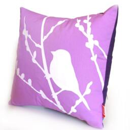 Lavender Bird On Cherry Blossom - Mini 10.5 Inches Square Pillow - thumbnail 3