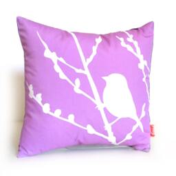 Lavender Bird On Cherry Blossom - Mini 10.5 Inches Square Pillow - thumbnail 4