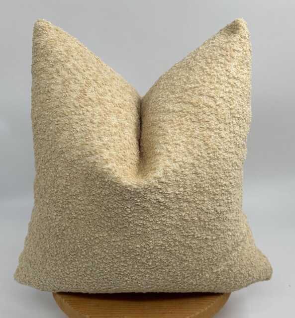 Cream Boucle Pillow Cover, Wool Blend Cushion, Boho Home Decor - 20x20 - image 1