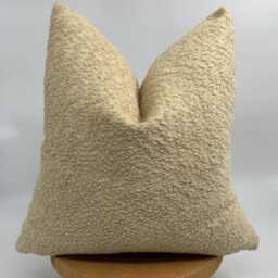 Cream Boucle Pillow Cover, Wool Blend Cushion, Boho Home Decor - 20x20 - thumbnail 3